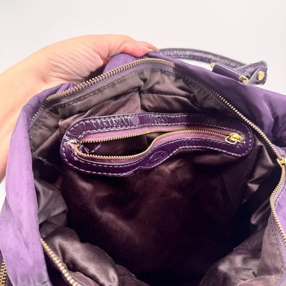 TOD’S Pashmy Medium Media D Satchel in Royal Purple and Gold